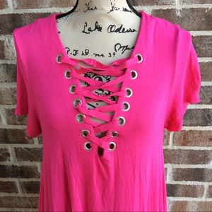 Umgee Hot Pink Shark Bite Dress Small